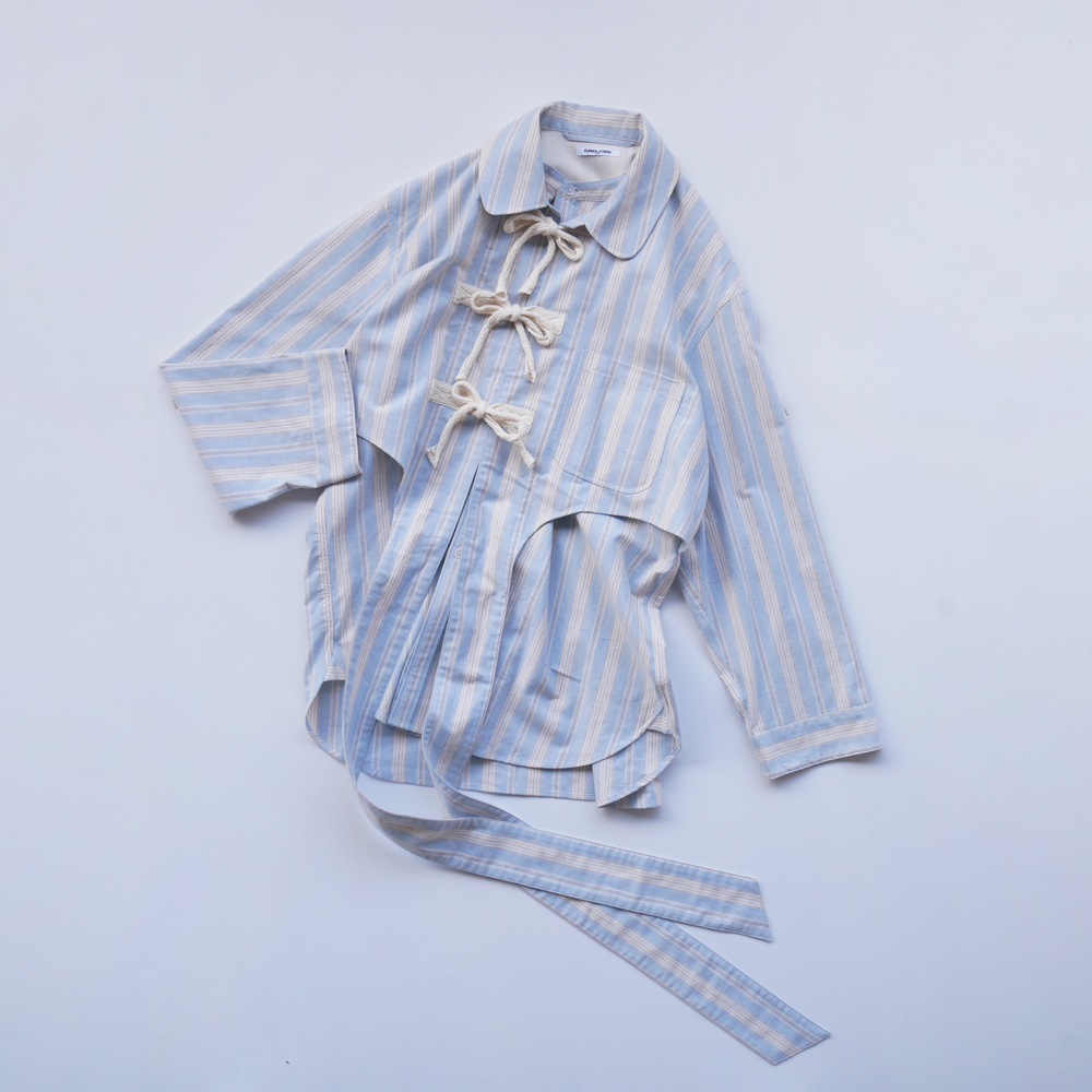 日本安心 フミカウチダStriped Flannel Double Shirt www.m