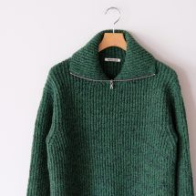 Wool Baby Alpaca Mix Rib Knit Zip Turtle | EUREKA FACTORY