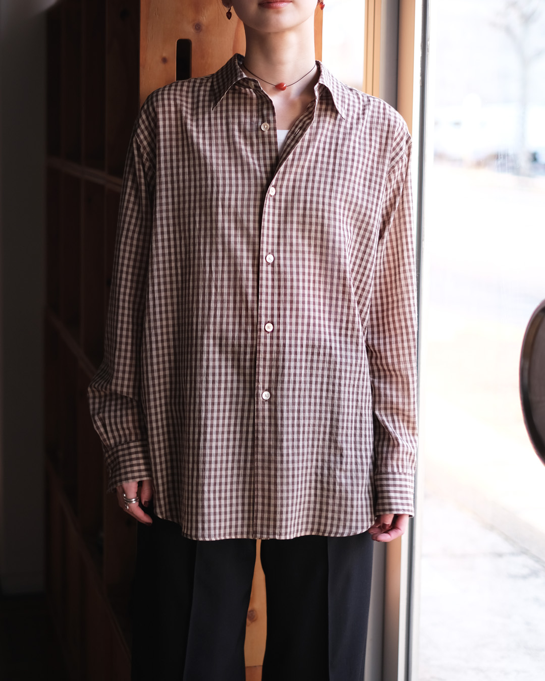 auraleewomens-airylightcottoncheckbigshirt